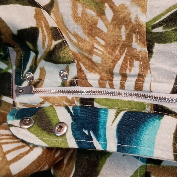 ⭐️Chico's Zip-Front Tropical-Print 3/4 Sleeves 100% Linen Jacket NWT - Picture 7 of 13